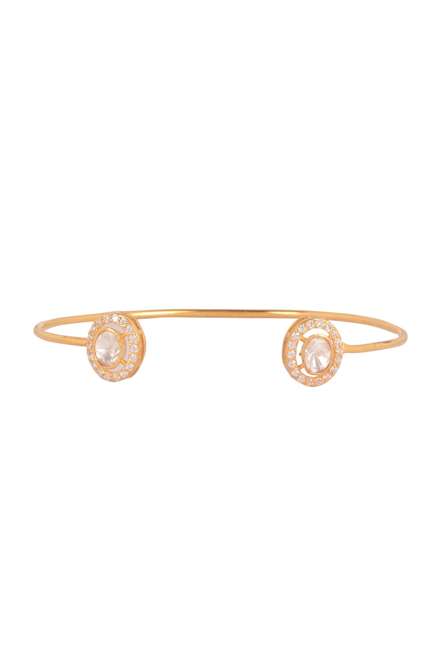 Moissanite Polki Embellished Cuff Bracelet 