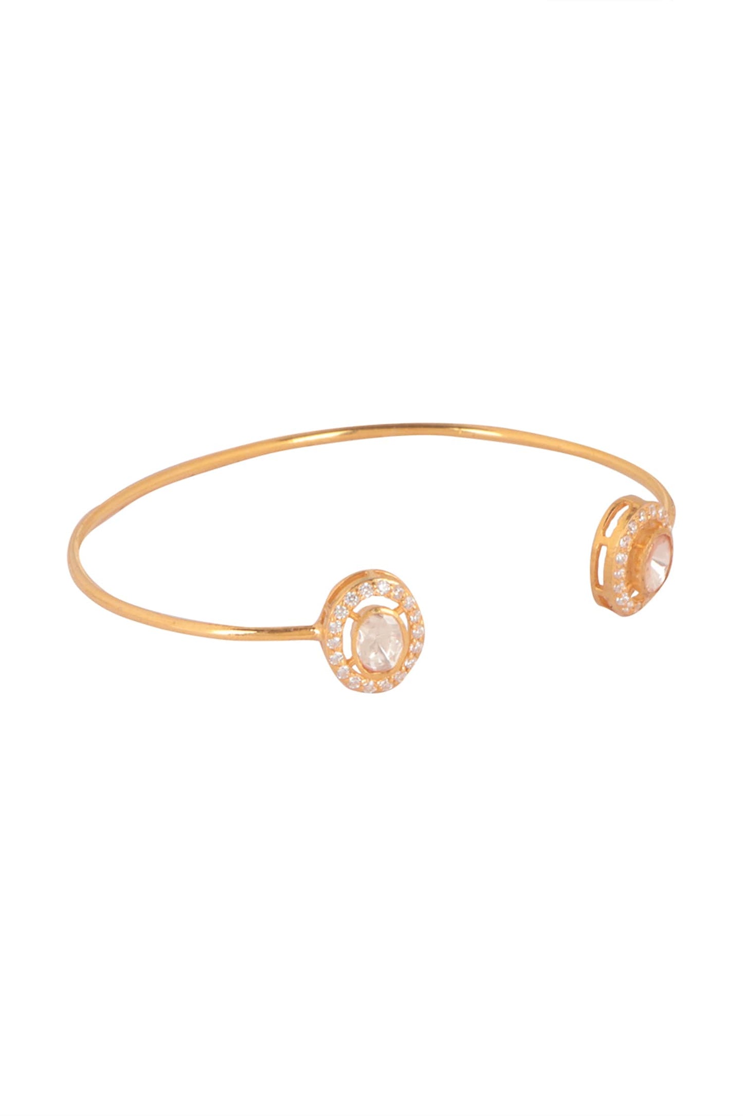 Moissanite Polki Embellished Cuff Bracelet 