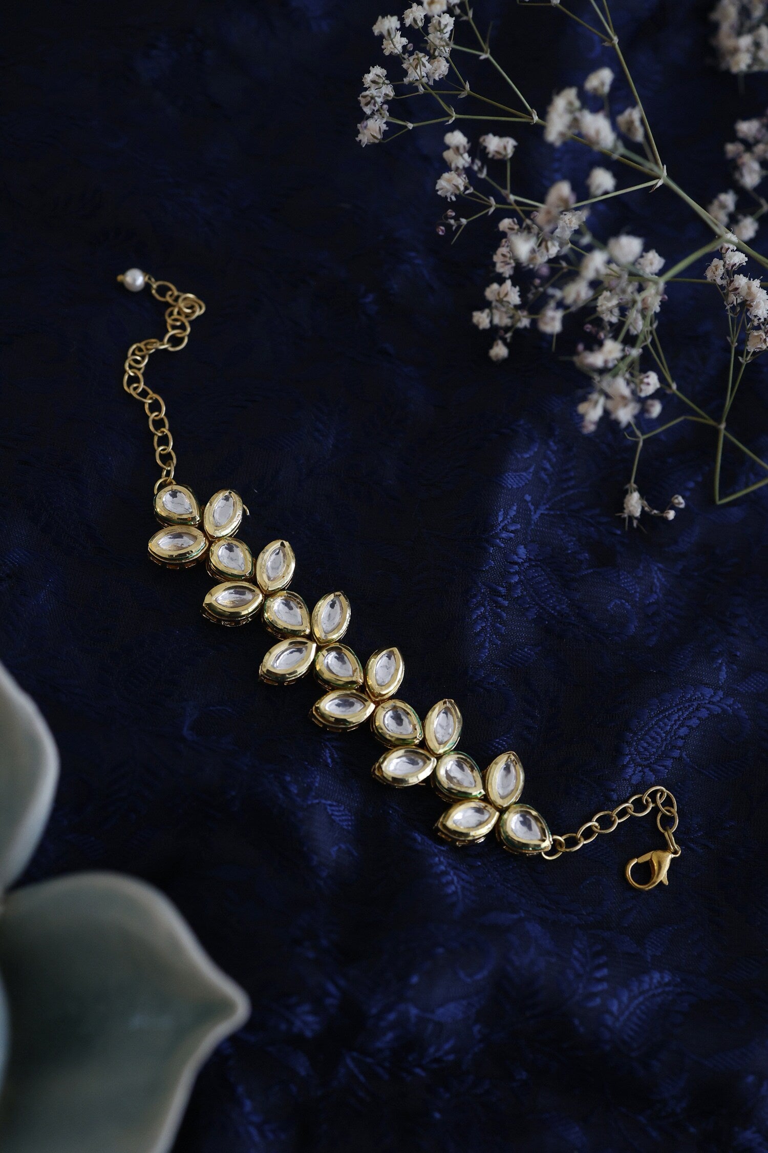 Kundan Embellished Cut Work Bracelet 