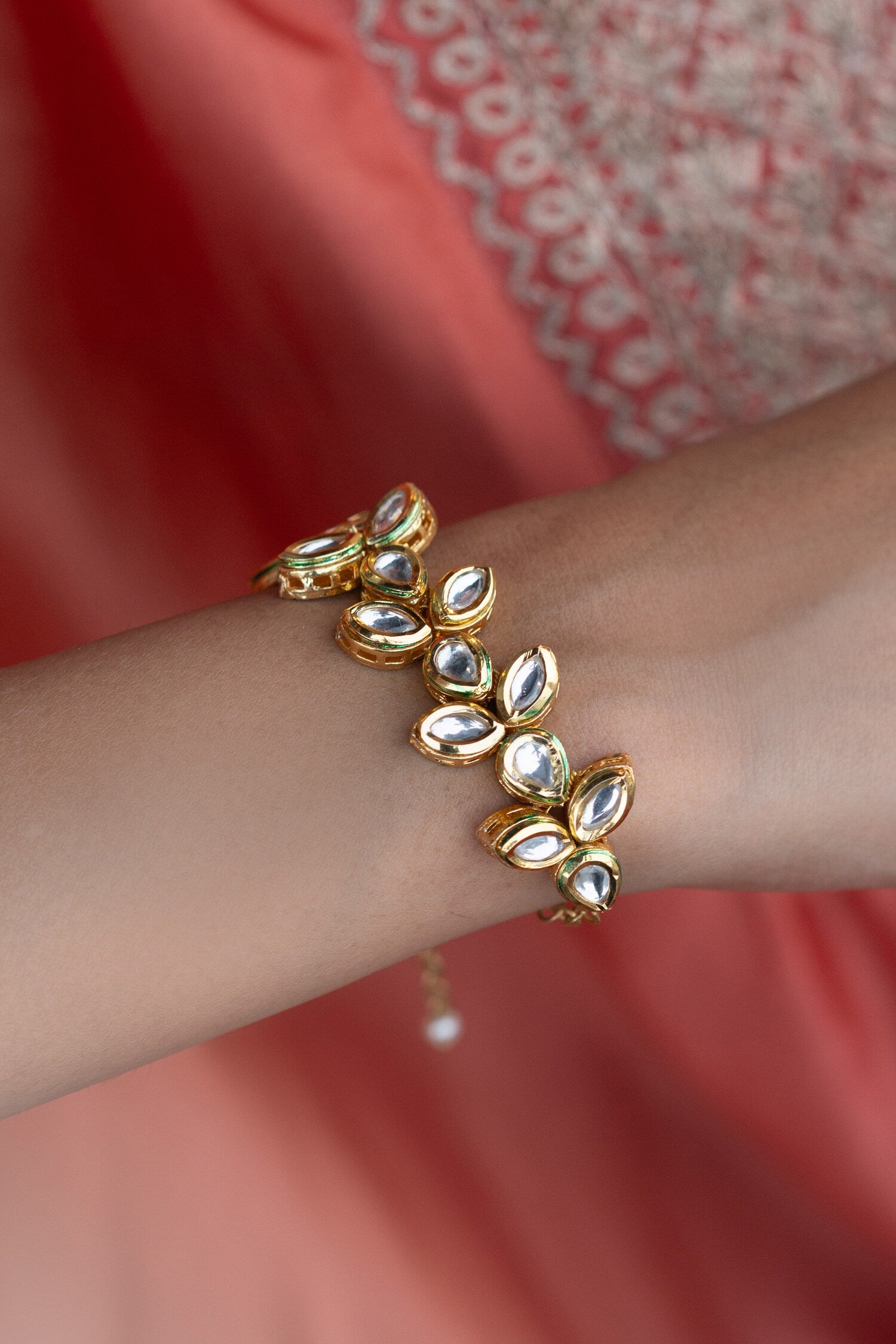 Kundan Embellished Cut Work Bracelet 