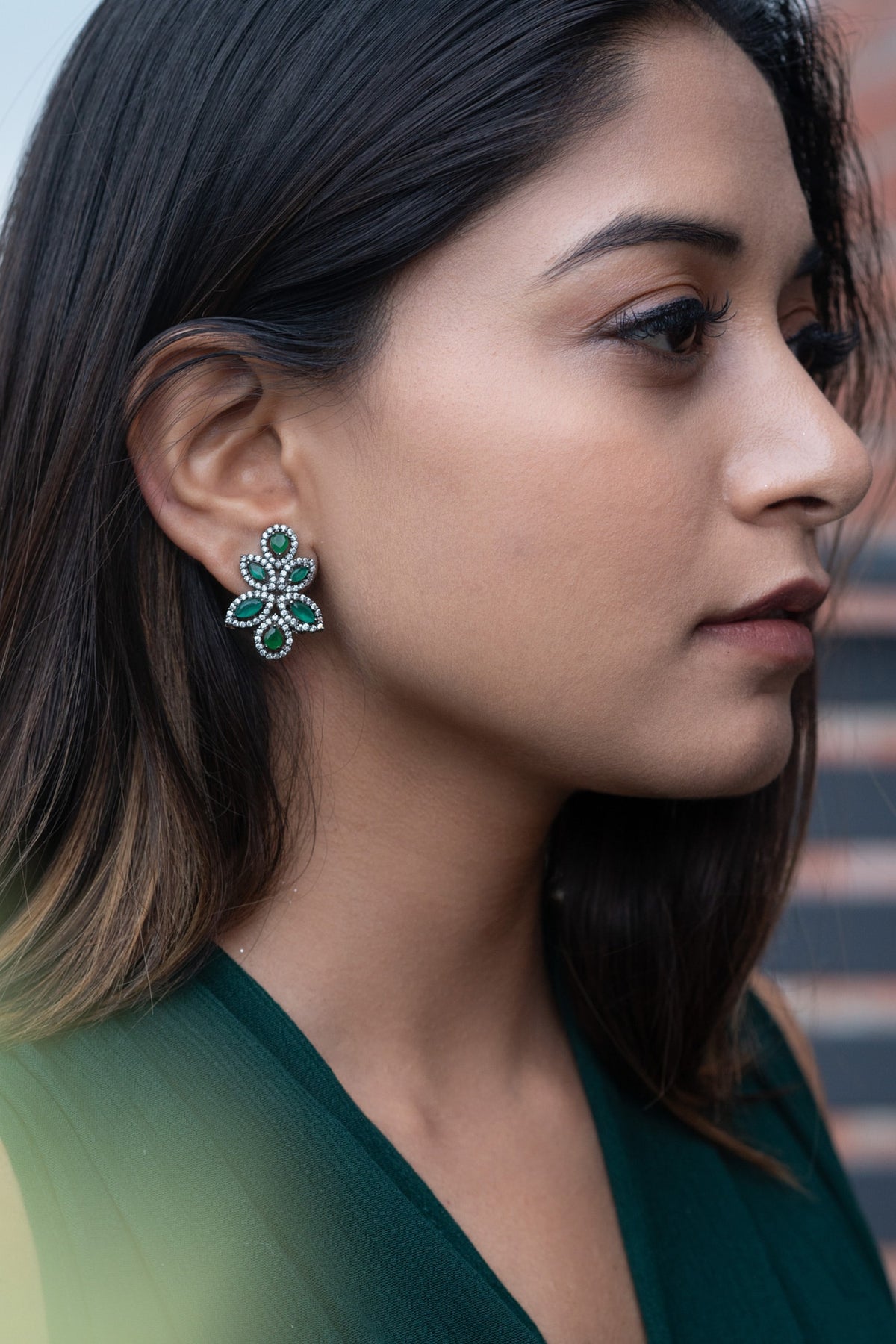 Victorian Embellished Crystal Stone Stud Earrings 