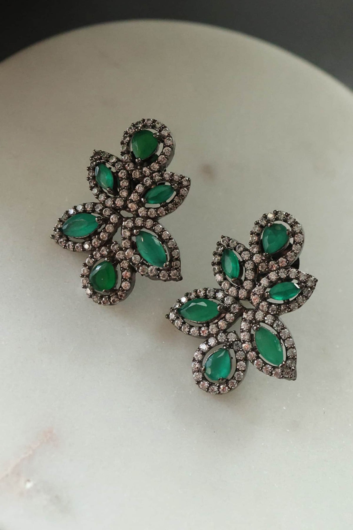 Victorian Embellished Crystal Stone Stud Earrings 