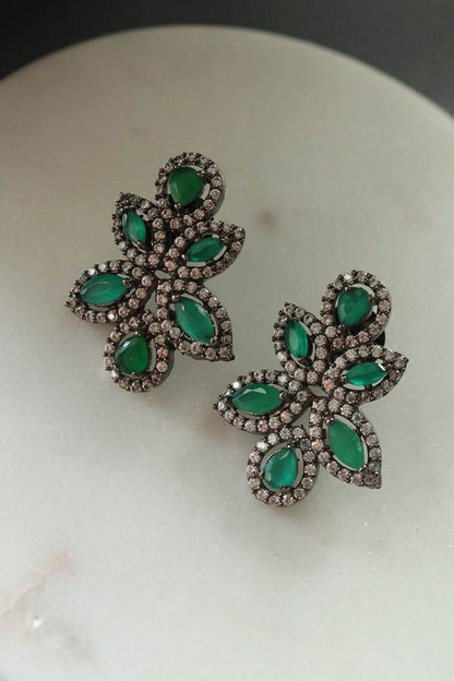 Victorian Embellished Crystal Stone Stud Earrings 