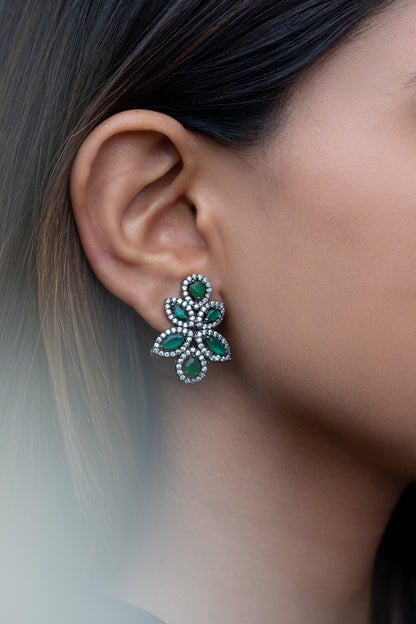 Victorian Embellished Crystal Stone Stud Earrings 