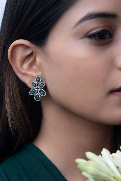 Victorian Embellished Crystal Stone Stud Earrings 