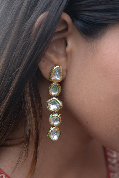 Geometric Kundan Embellished Dangler Earrings 