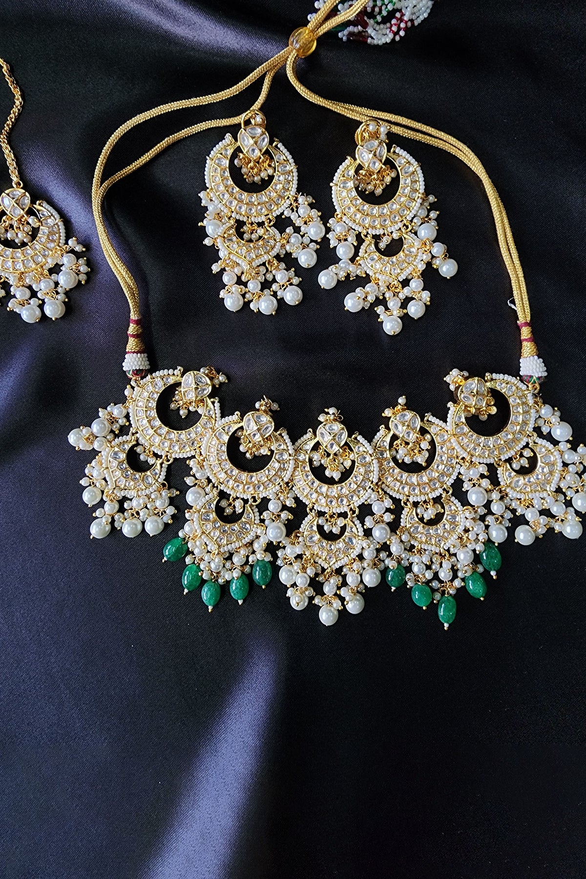 Pearls & Kundan Embellished Choker Necklace Set 