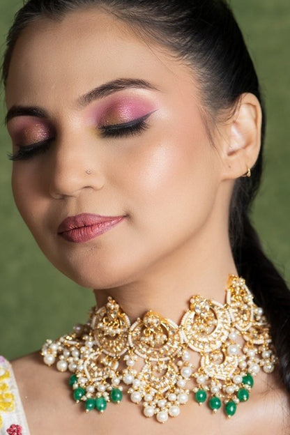 Pearls & Kundan Embellished Choker Necklace Set 