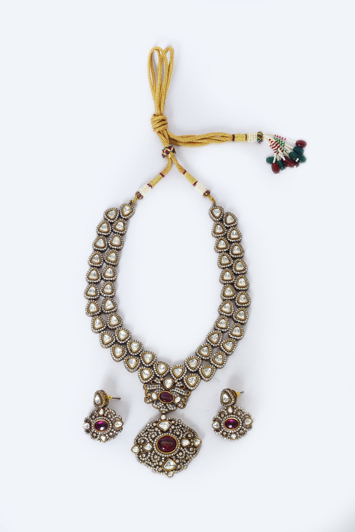 Kundan Embellished Pendant Necklace Set 