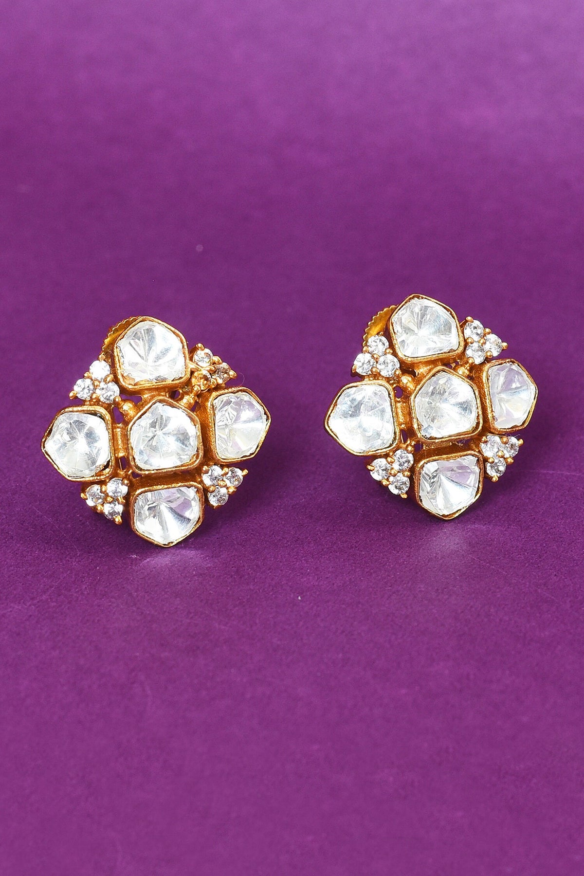 Polki Embellished Stud Earrings 