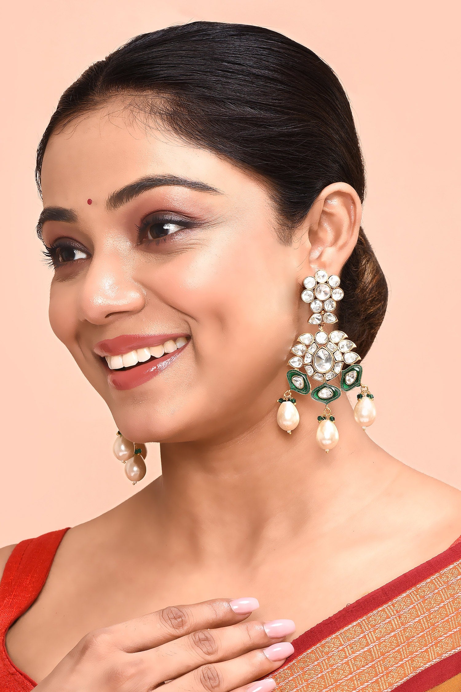 Kundan & Pearl Embellished Earrings 