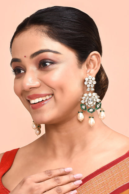 Kundan & Pearl Embellished Earrings 