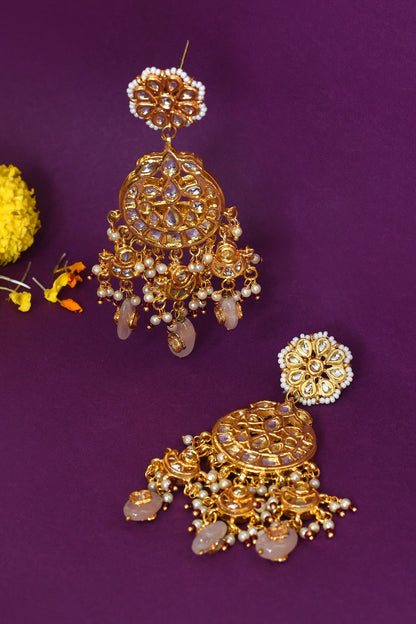 Crecent Kundan Studded Earrings 