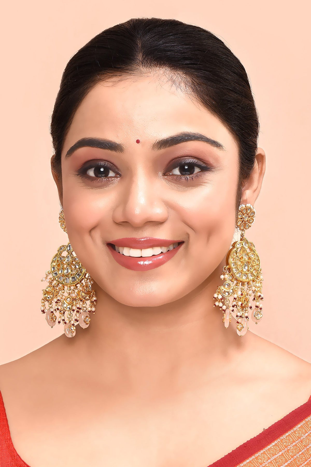 Crecent Kundan Studded Earrings 