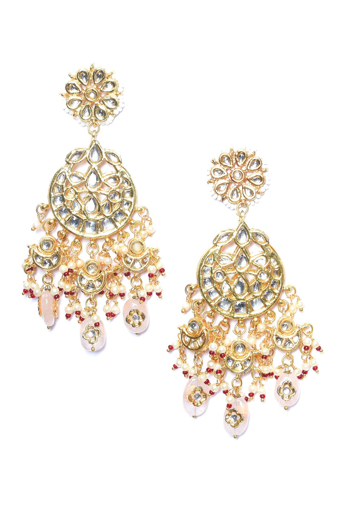 Crecent Kundan Studded Earrings 