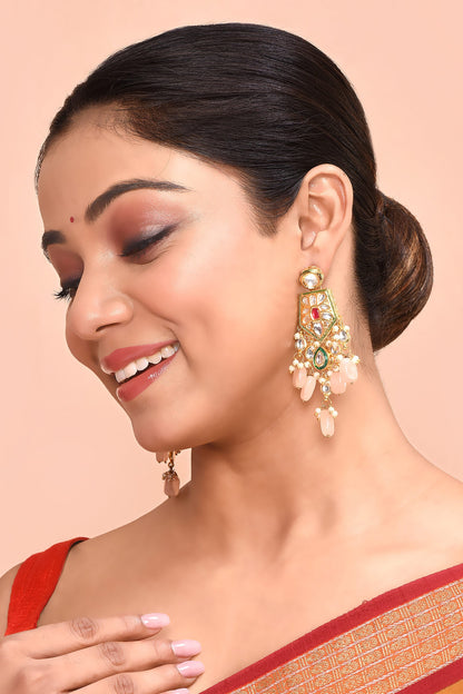 Kundan Drop Bead Studded Earrings 