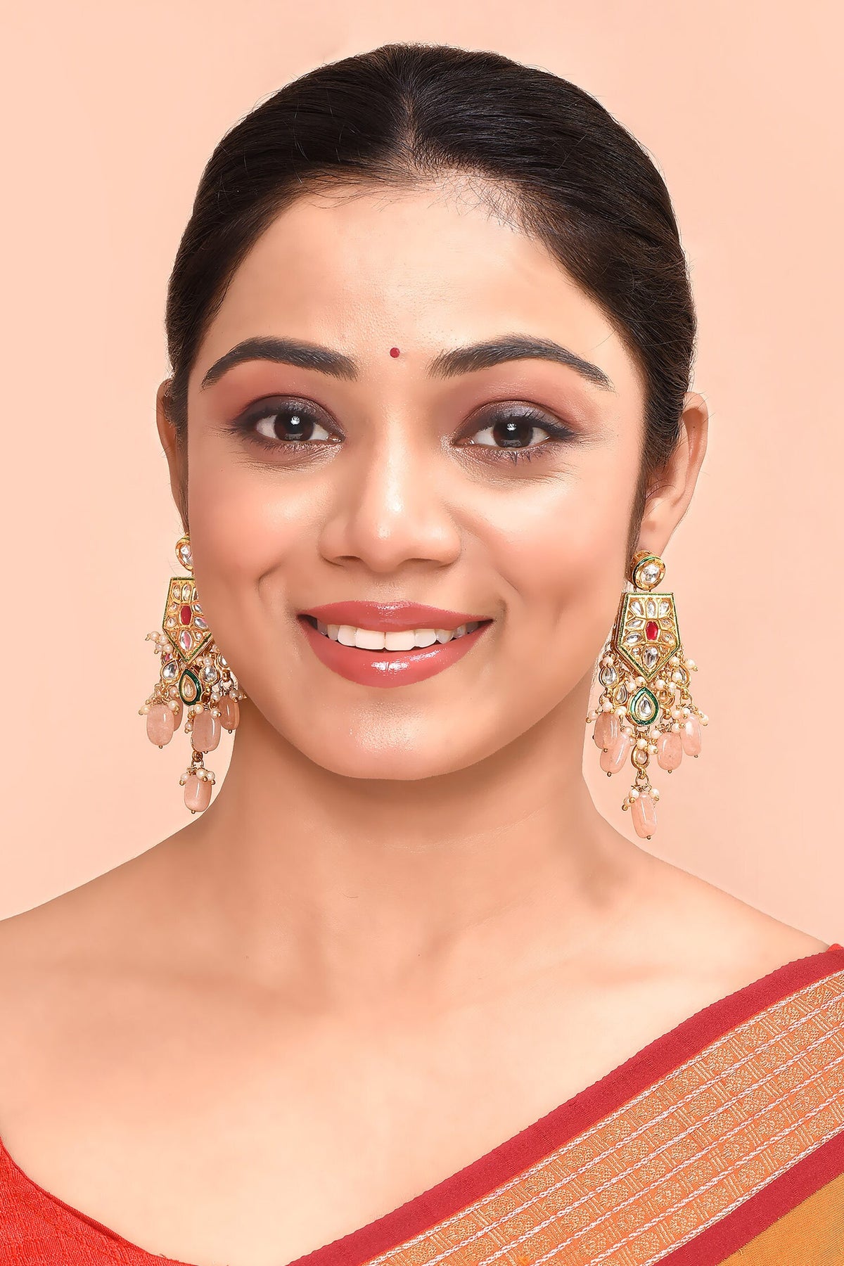 Kundan Drop Bead Studded Earrings 