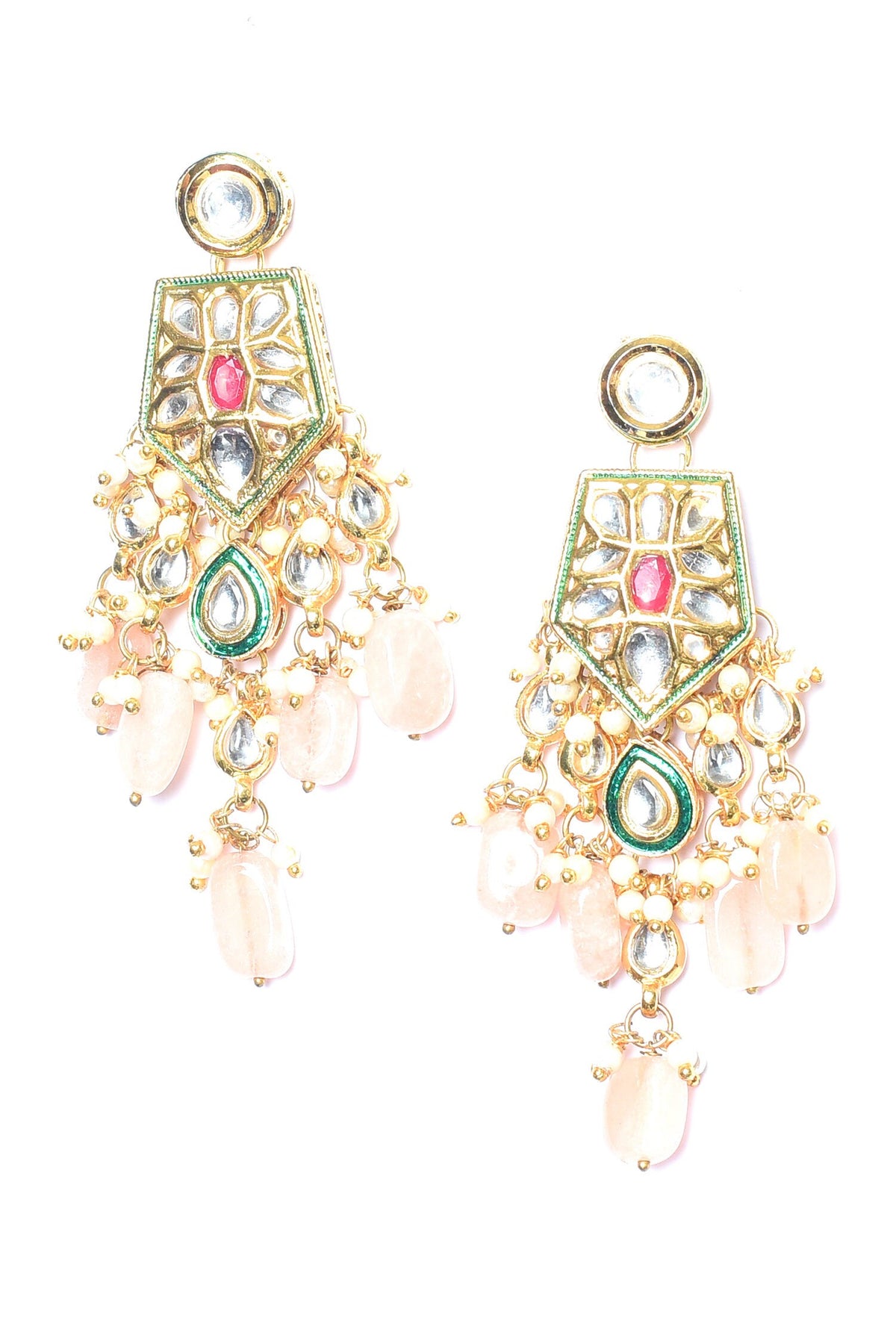 Kundan Drop Bead Studded Earrings 