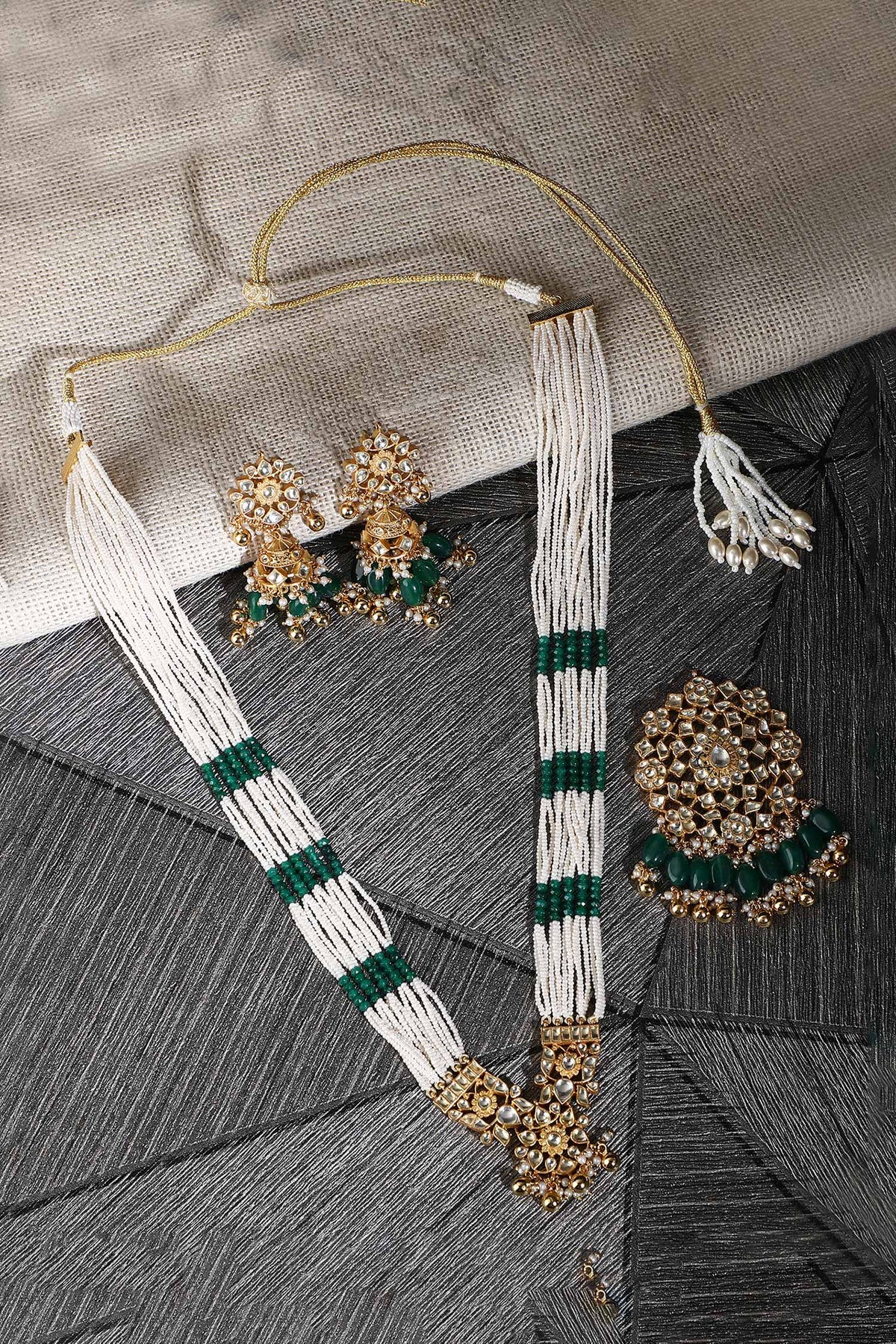 Kundan Embellished Pendant Necklace Set 