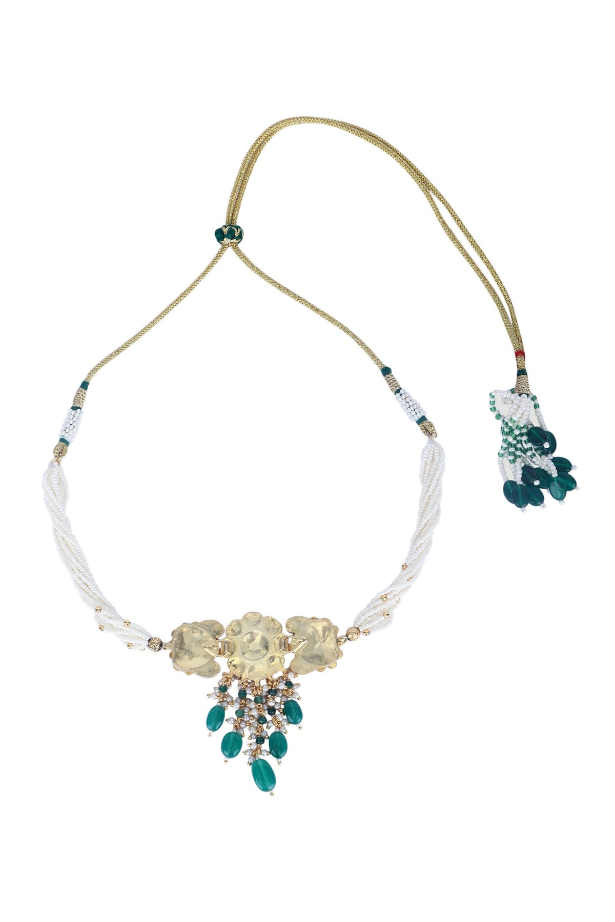 Stone Embellished Pendant Choker Set 