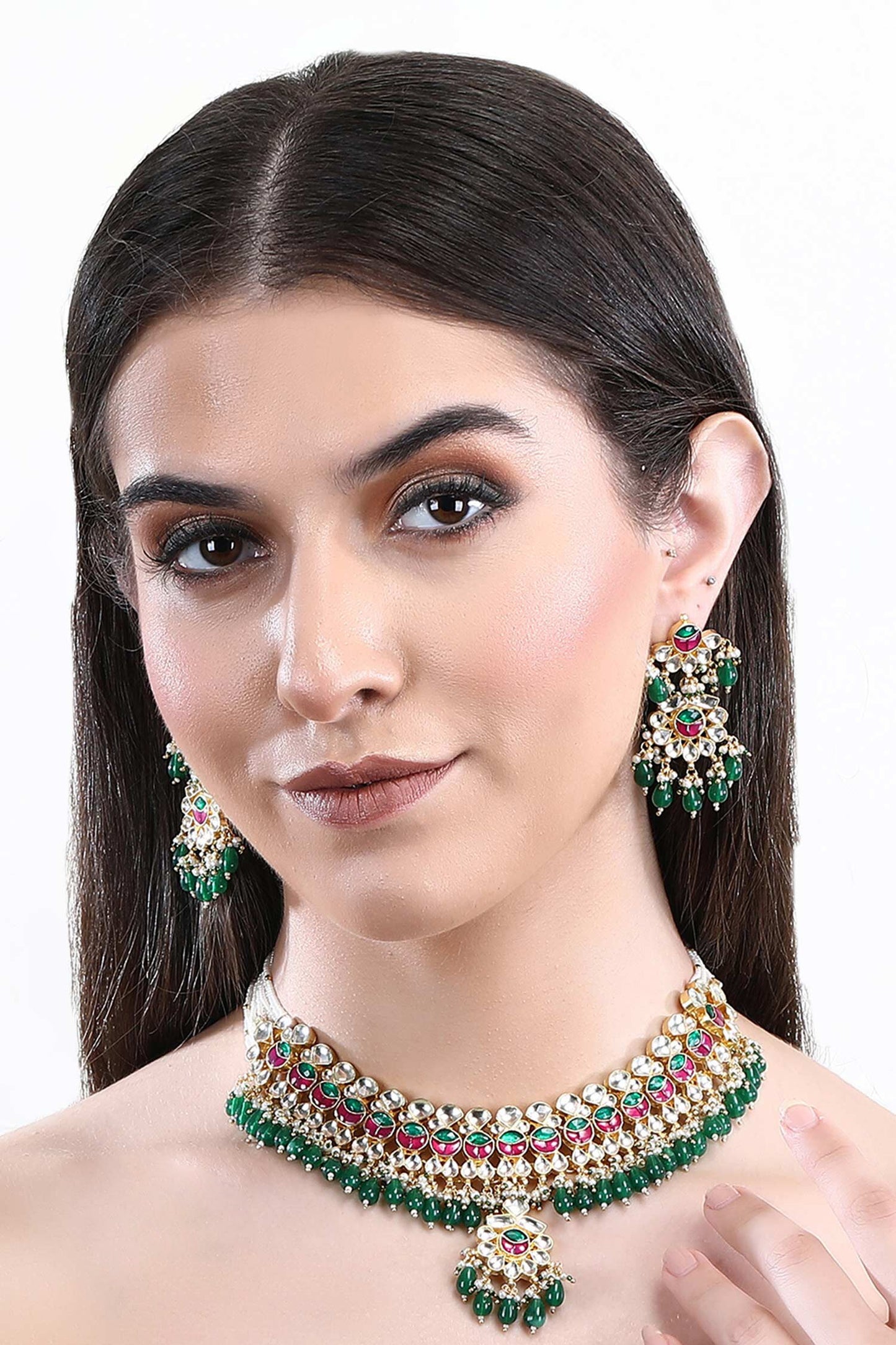 Kundan Embellished Pendant Choker Set 