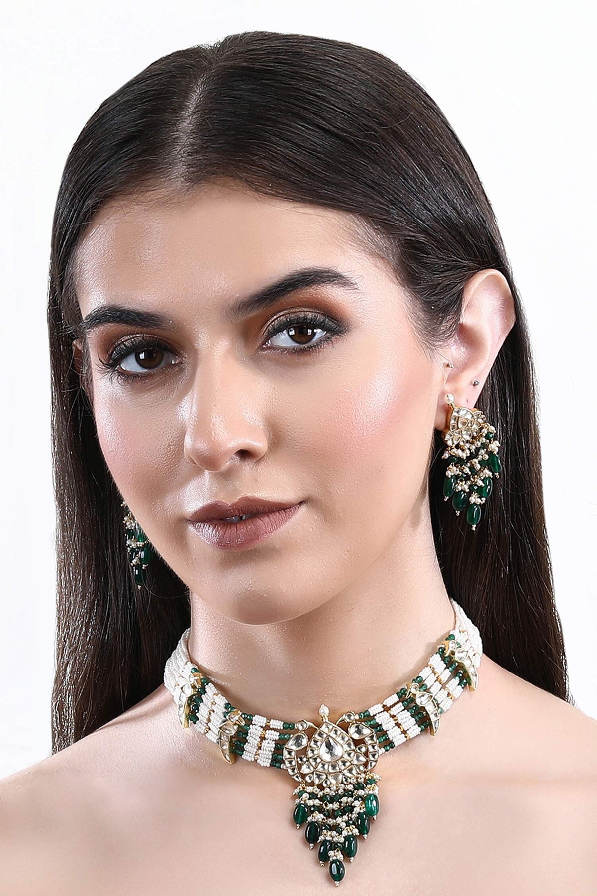 Kundan Embellished Pendant Choker Set 