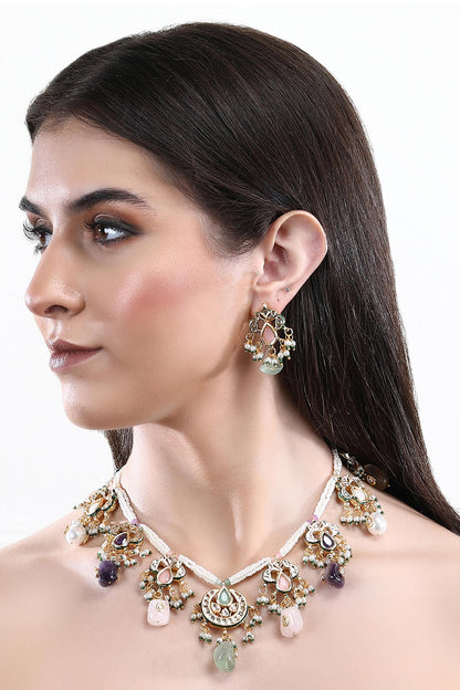 Navratna Stone Embellished Necklace Set 