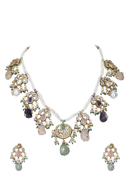 Navratna Stone Embellished Necklace Set 