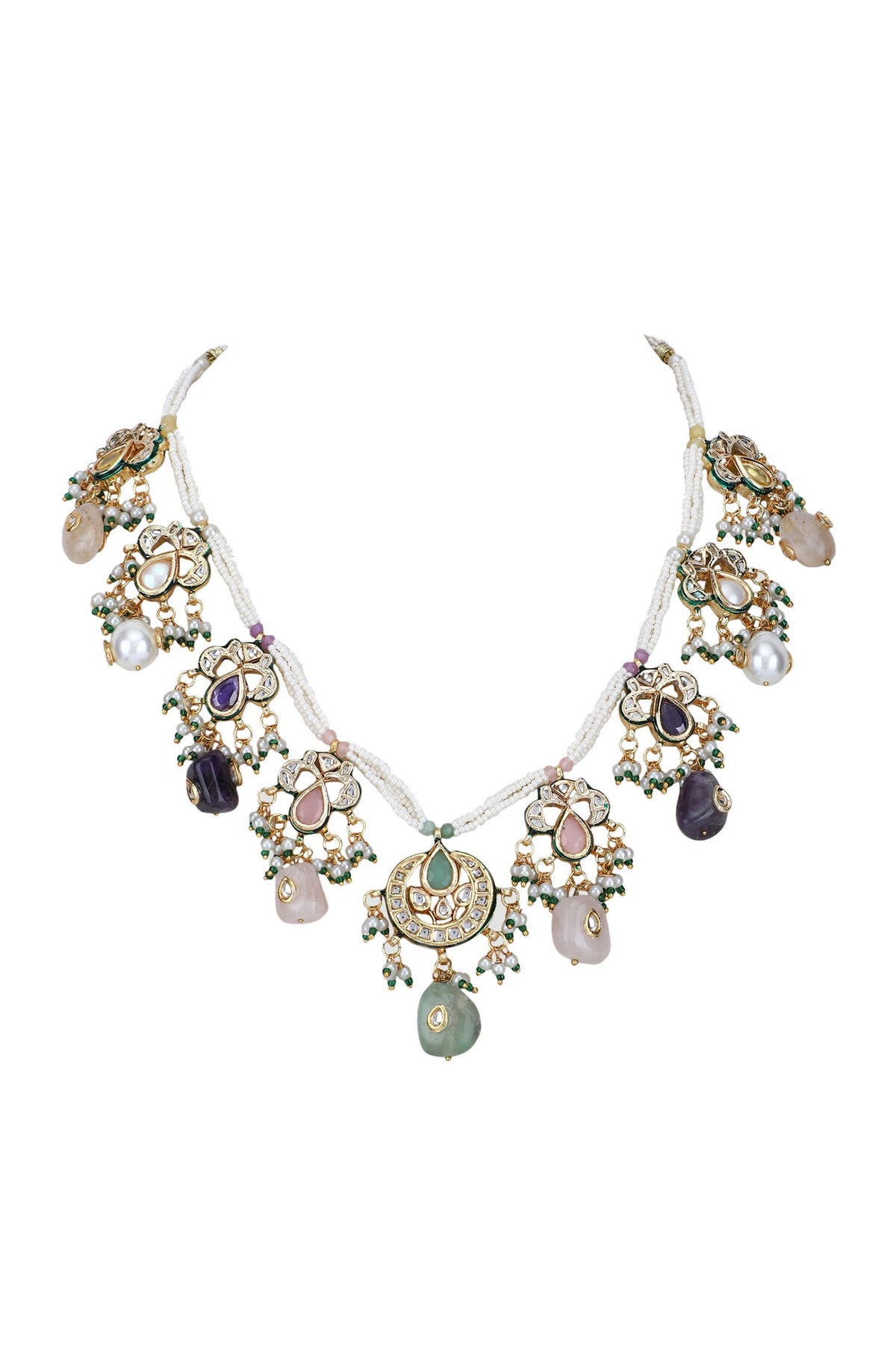 Navratna Stone Embellished Necklace Set 