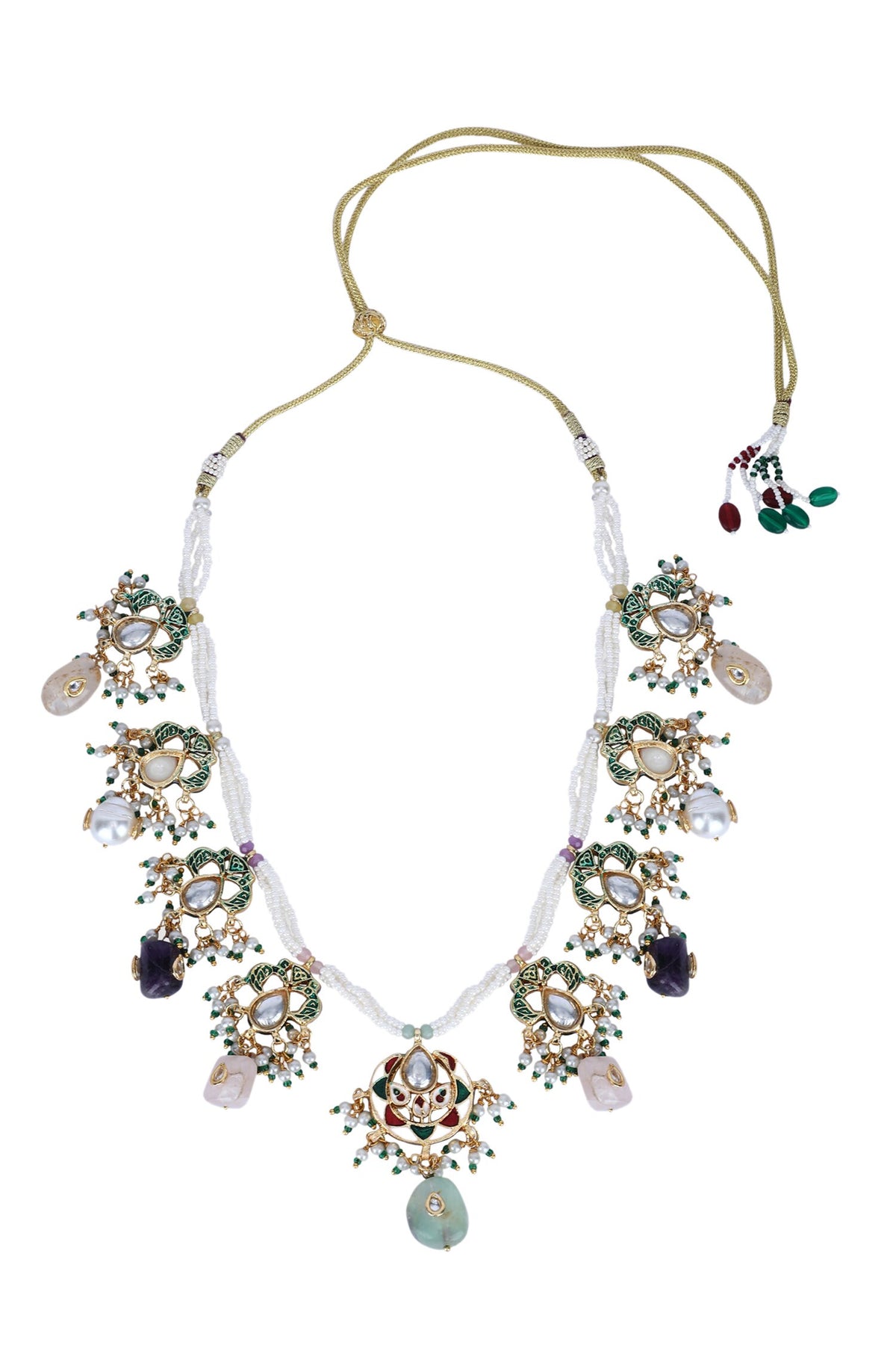 Navratna Stone Embellished Necklace Set 