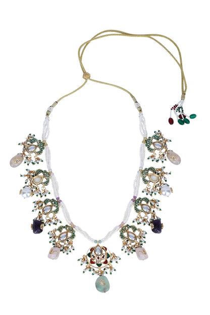 Navratna Stone Embellished Necklace Set 
