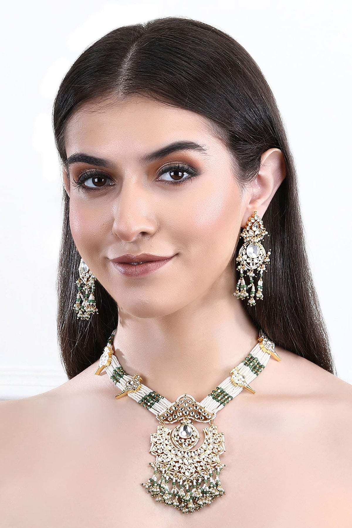 Stone Embellished Pendant Necklace Set 