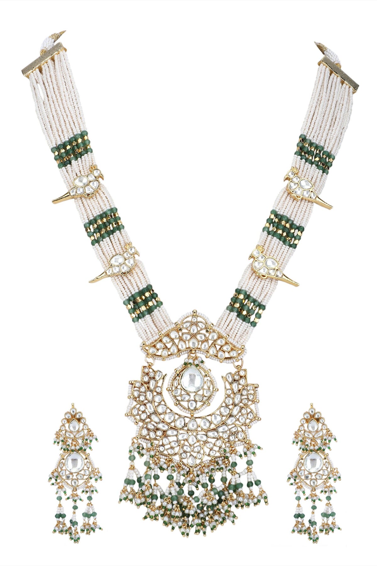 Stone Embellished Pendant Necklace Set 