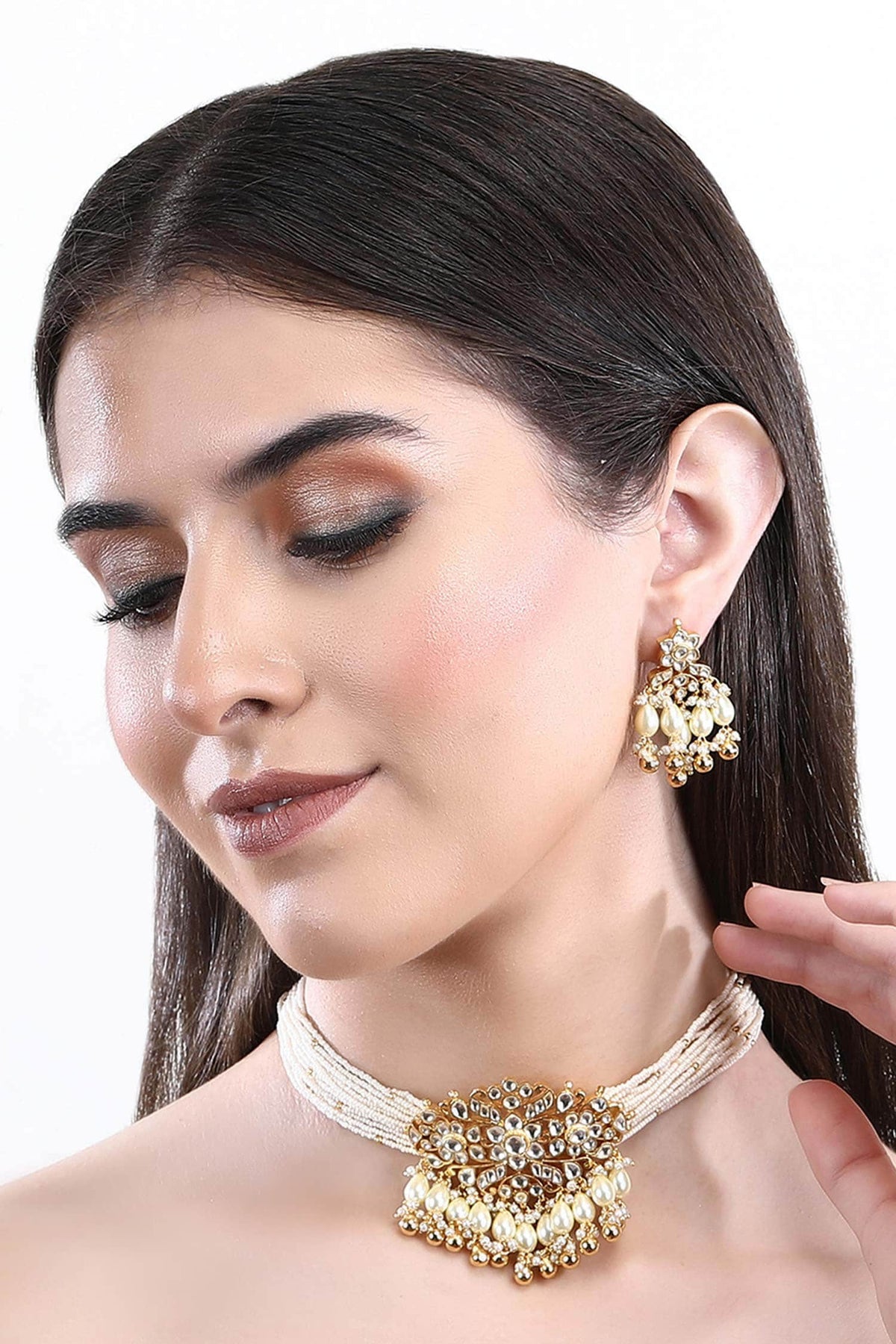 Stone Studded Pendant Choker Set 