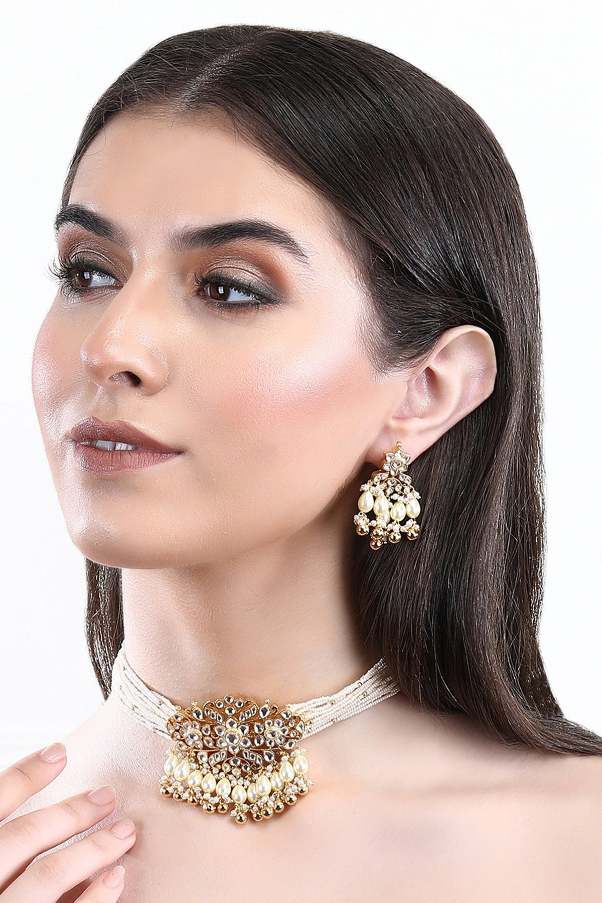 Stone Studded Pendant Choker Set 