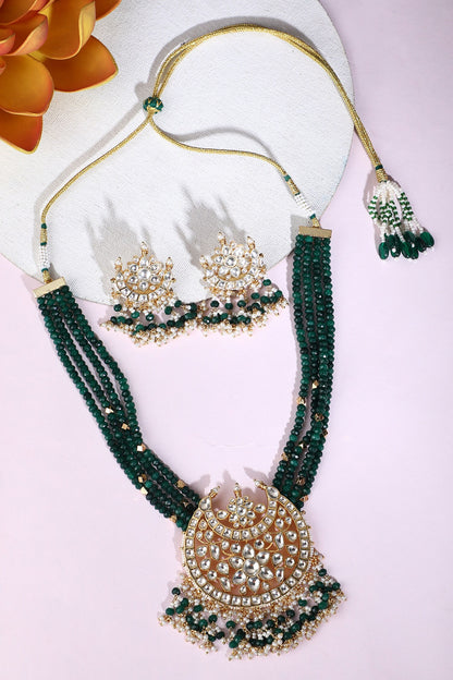 Bead Layered Pendant Choker Set 