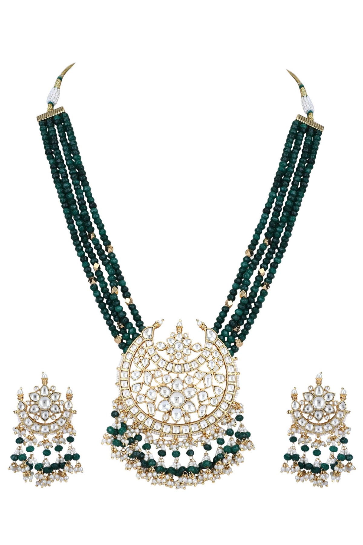 Bead Layered Pendant Choker Set 