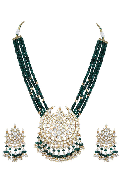 Bead Layered Pendant Choker Set 