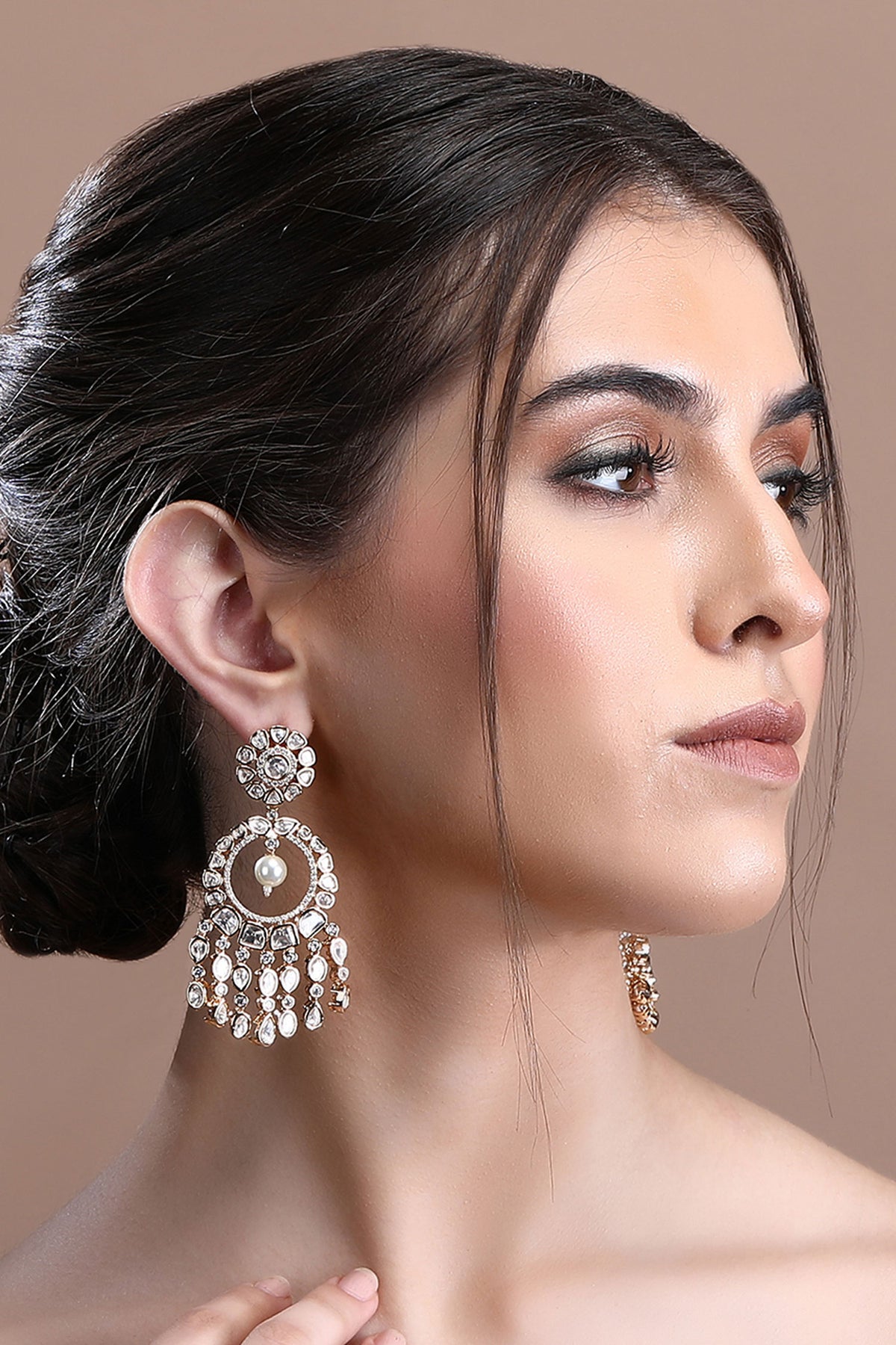 Kundan Embellished Cutwork Earrings 