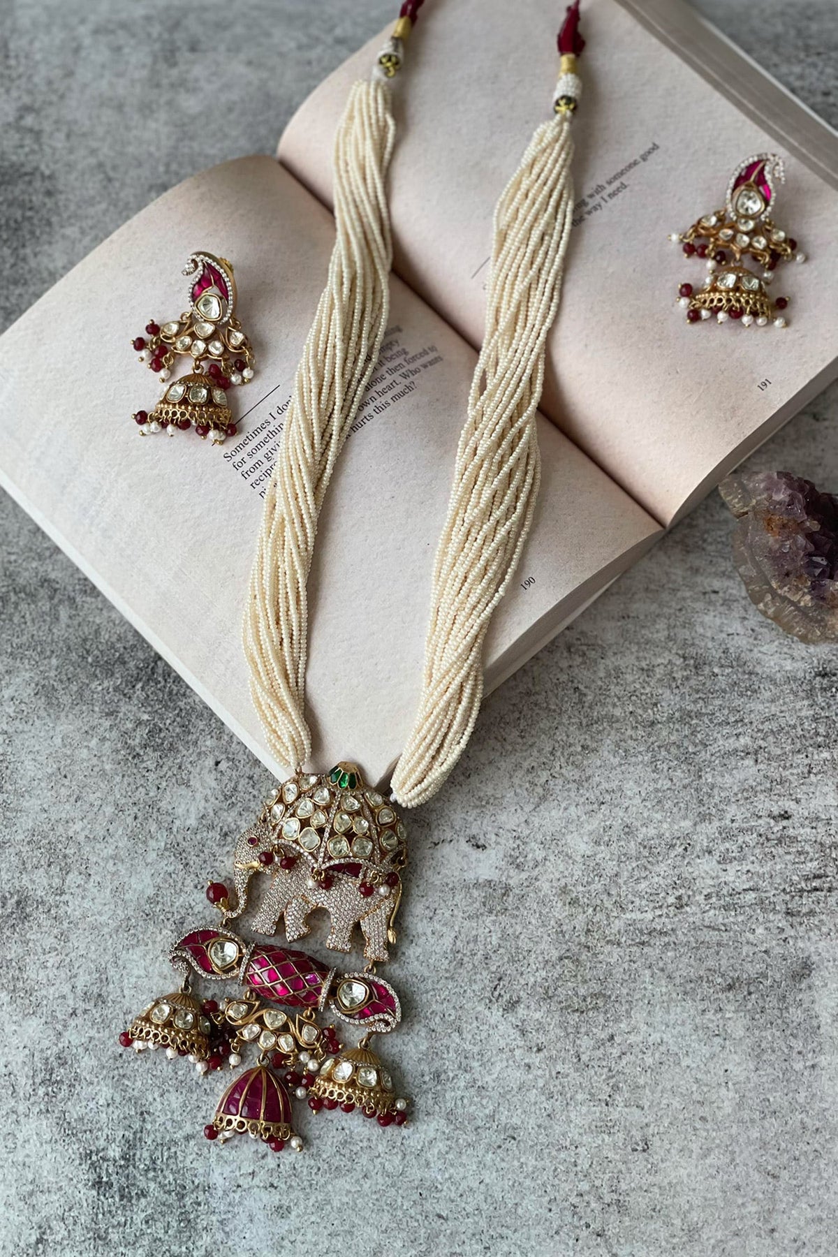 Elephant Canopy Long Necklace Set 