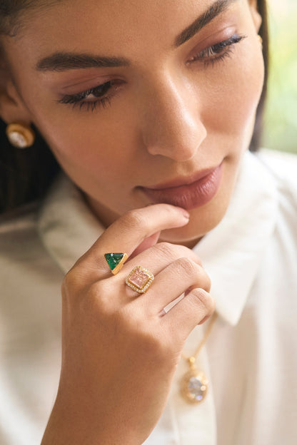 Rumeli Carved Stone Embellished Ring 