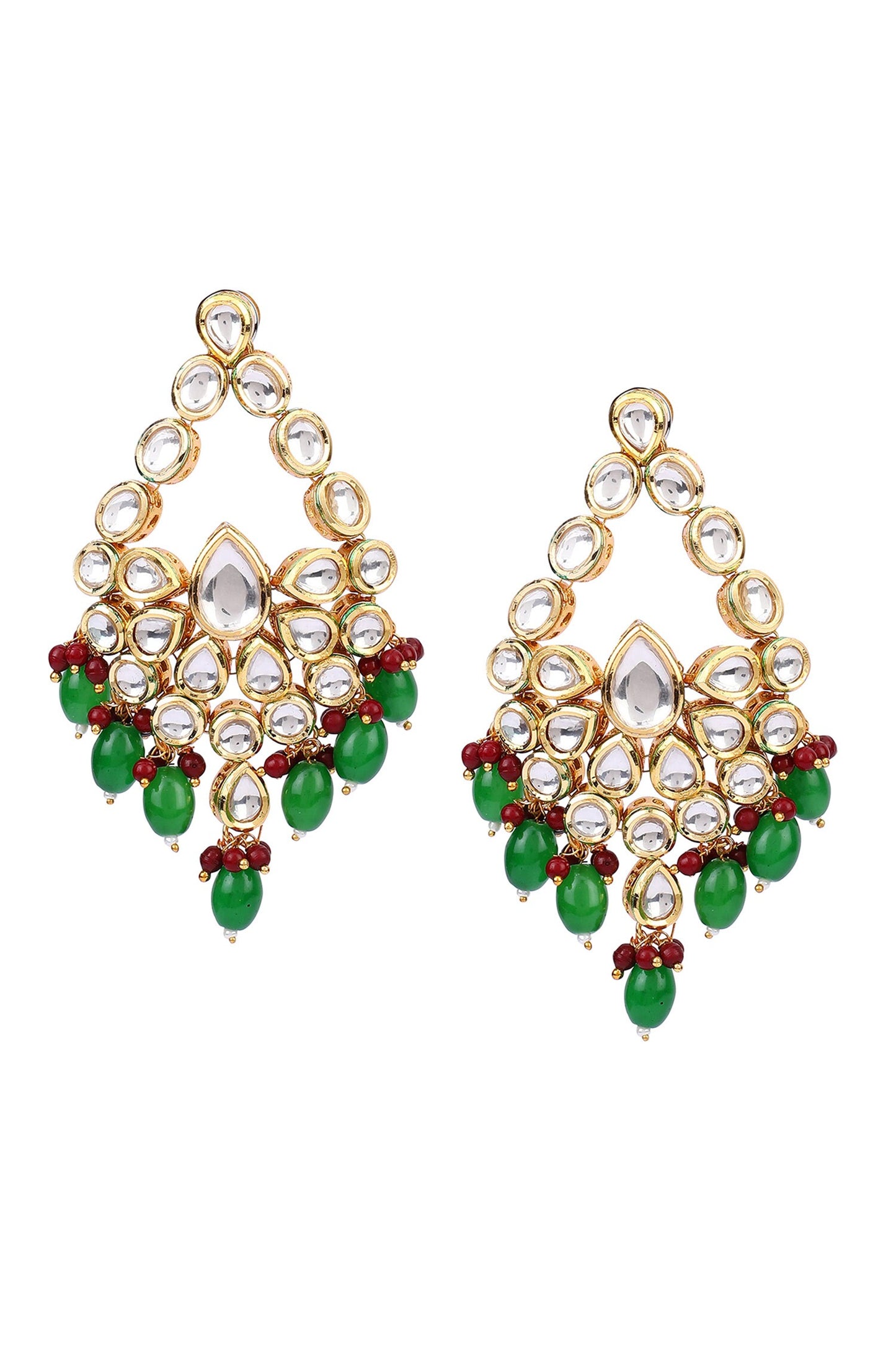 Kundan Geometric Drop Earrings 