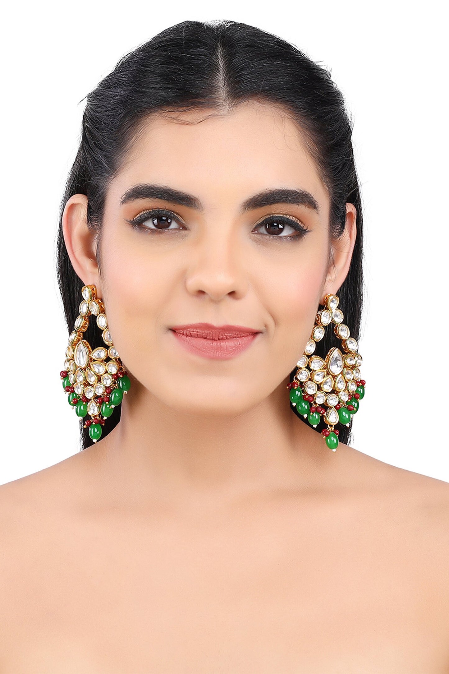 Kundan Geometric Drop Earrings 