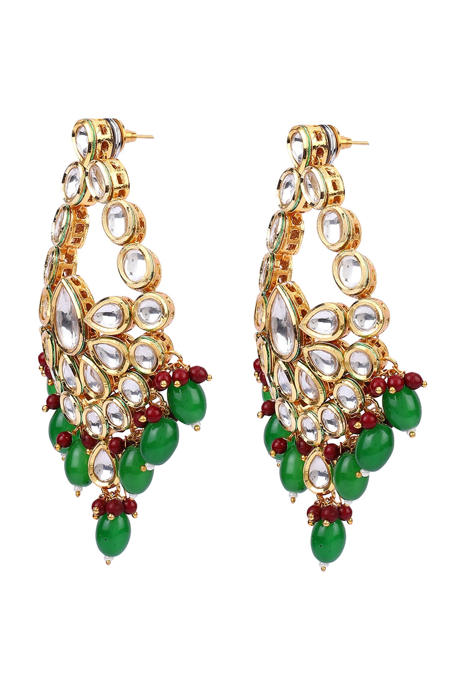 Kundan Geometric Drop Earrings 