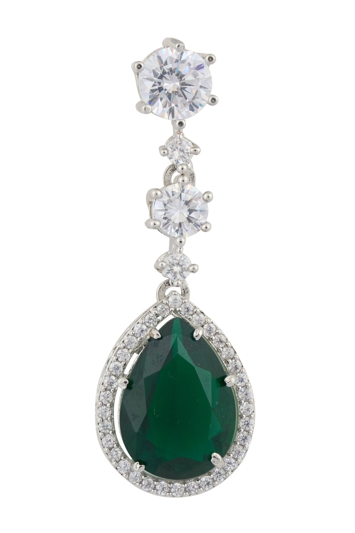 Emerald Pendant Drop Necklace Set 
