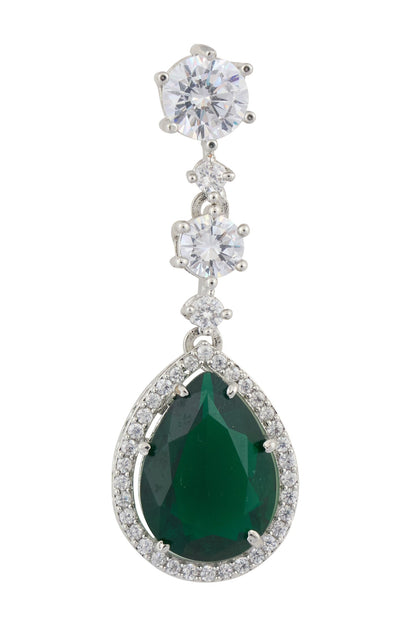 Emerald Pendant Drop Necklace Set 