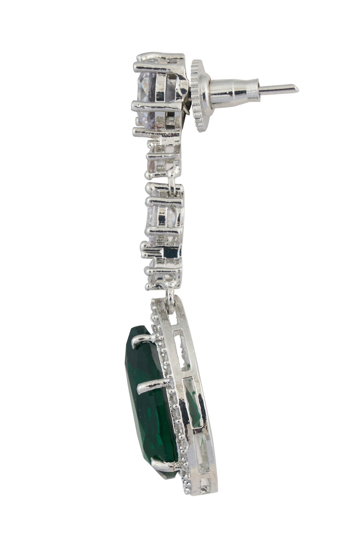 Emerald Pendant Drop Necklace Set 