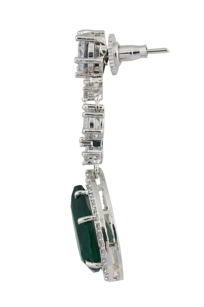 Emerald Pendant Drop Necklace Set 