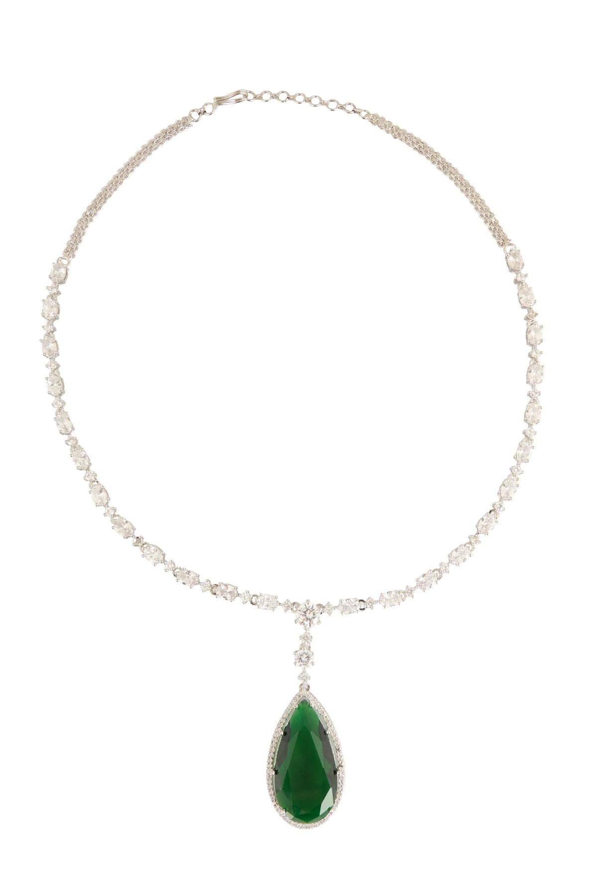 Emerald Pendant Drop Necklace Set 