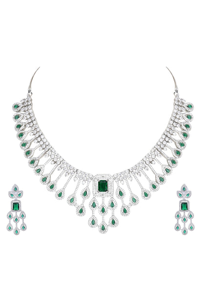 Zircon Embellished Drop Pattern Necklace Set 